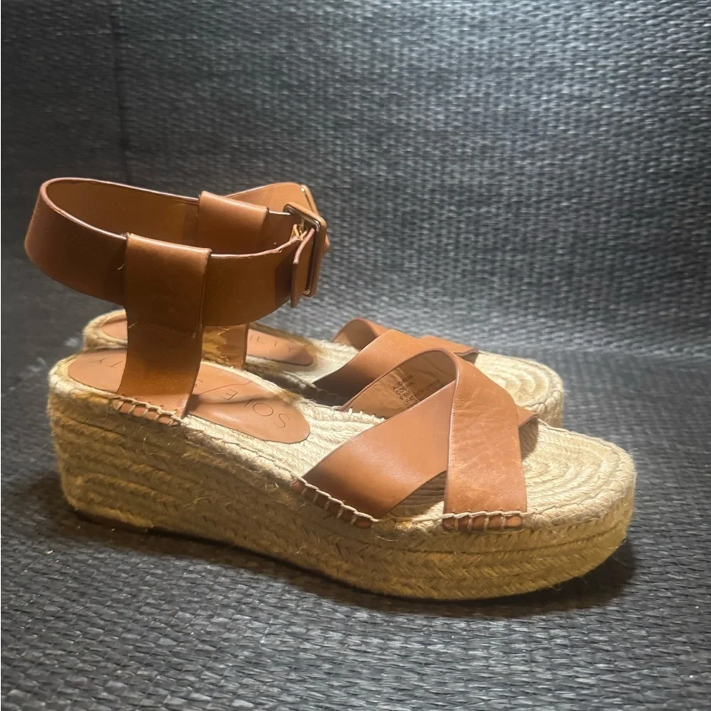 Sole Society Brown Espadrille Wedge Sandals